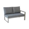 Loungesofa 2-Sitzer rechts Lissabon aus Aluminium - Aluminiumfarbe: graualuminium, Stofffarbe: dunkelgrau