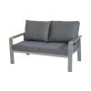 Loungesofa 2-Sitzer Lissabon aus Aluminium - Aluminiumfarbe: graualuminium, Stofffarbe: dunkelgrau