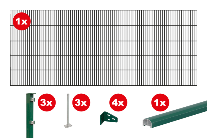 Statisch geprüfte Absturzsicherung Doppelstab-Starterset - Farbe: grün, Höhe: 103 cm, Länge: 251 cm 