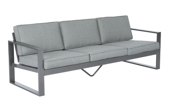 Gartensofa 3-Sitzer Madrid aus Aluminium - Farbe: graualuminium, Tiefe: 780 mm, Breite: 2250 mm, Höhe: 700 mm, Sitzhöhe: ca. 430 mm