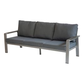 Loungesofa 3-Sitzer Lissabon aus Aluminium - Aluminiumfarbe: graualuminium, Stofffarbe: dunkelgrau